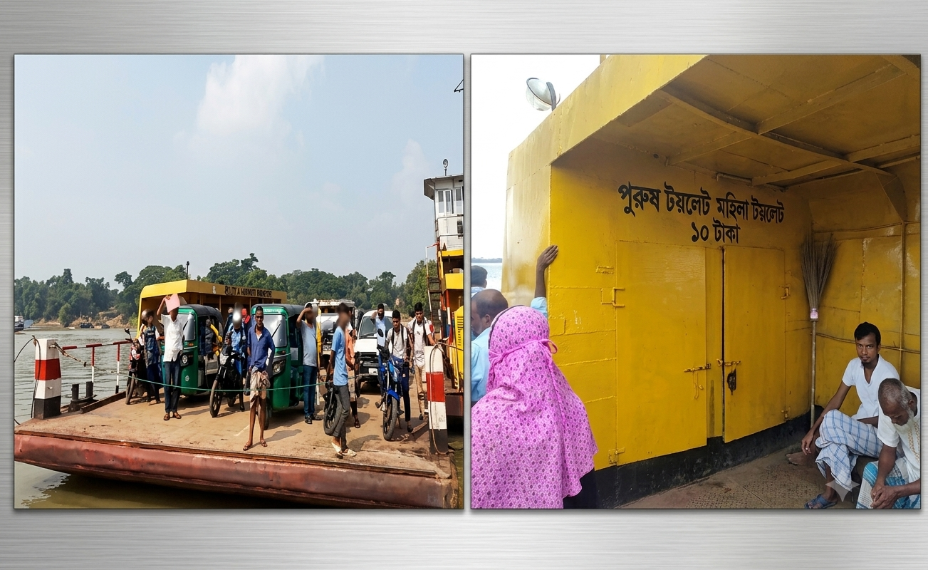 বাঞ্ছারামপুর কড়িকান্দি ফেরির টয়লেটে ১০ টাকা ফি আদায়ের অভিযোগ, ক্ষোভে ফুঁসছেন যাত্রীরা